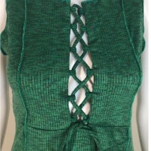 Wild Fable Green Accented Hem Open Lace Up Front NWT XXL
